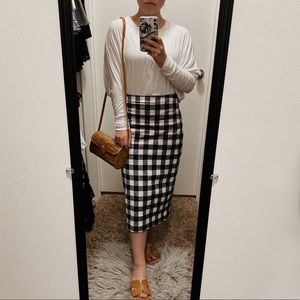 • navy buffalo plaid skirt